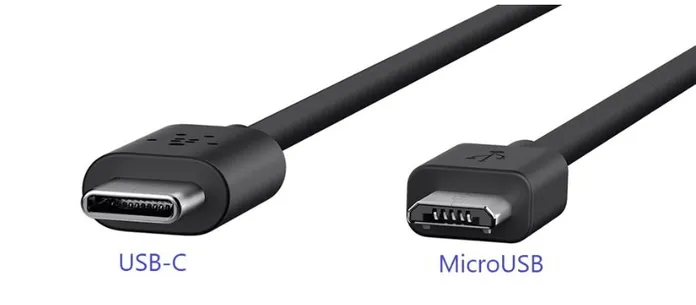 Conector MicroUSB ou USB-C